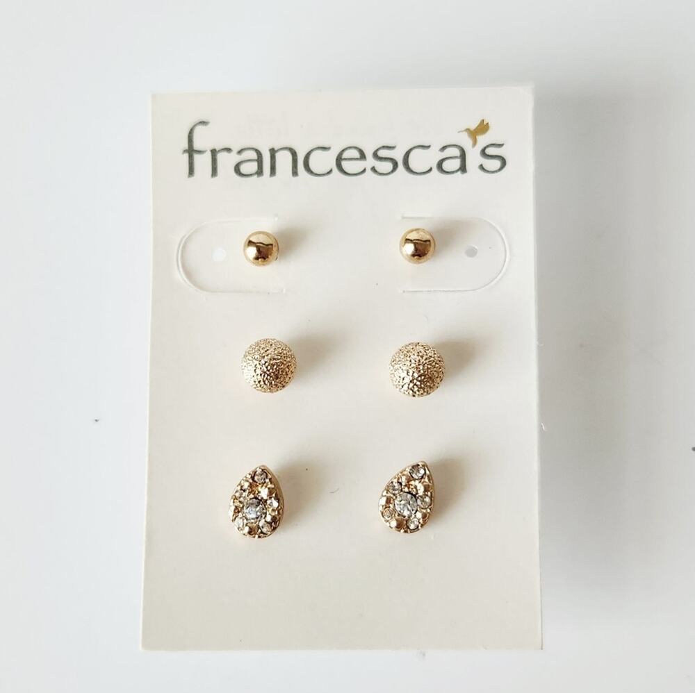 Francesca's Collections Gold Stud Earring Set